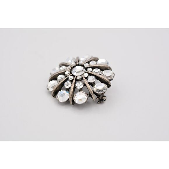 Bonnie J Crystal Pin Brooch Dark Silver Tone Sparkling Rhinestone Signed Bin1 - Picture 6 of 12